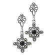 .925 Silver, Onyx & Marcasite Dangle Earrings