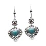 Sterling Silver Kingman Turquoise and Garnet Heart Earrings