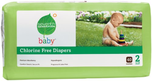 Seventh Generation Chlorine Free Baby Diapers, Stage 2 (12-18 Lbs.), Case of 160 Diapers [Amazon Frustration-Free Packaging]