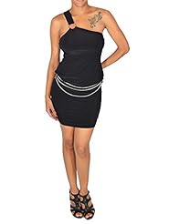 Junior Polyester/Spandex One Shoulder Belted Club Dress 