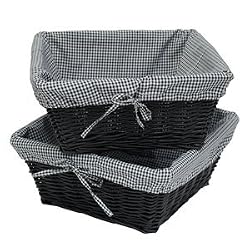 Burlington Baby Large Black Willow Basket Set with Liner, Black