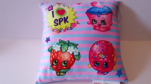 Shopkins Pillow with Variety Of Characters &amp; Colors (12" x 12"), WITH Waterproof Shopkins Carry Bag