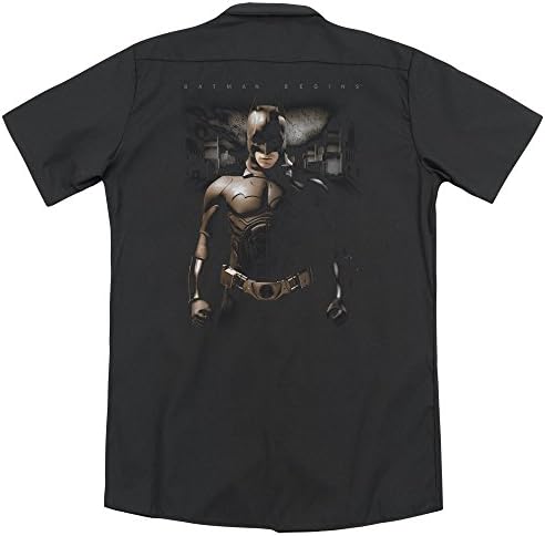 Batman Begins Gotham Bats (Back Print) Mens Work Shirt BLACK 3X