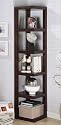 Corner Bookcase Contemporary Style in Cappuccino Finish