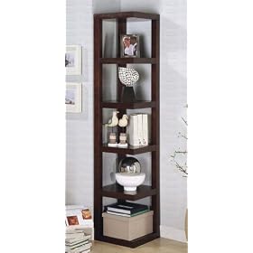 Coaster Corner Bookcase in Cappuccino