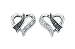 9ct White Gold Black and White Diamond Set Heart Stud Earrings