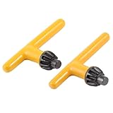 uxcell チャックキー　プラスチック製　メタル製　イエロー　ブラック　11歯　T形　ドリル工具　 6mm直径　2個入り