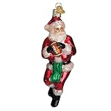 Old World Christmas Quarterback Santa Glass Blown Ornament