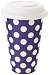 Yedi Houseware Classic Coffee and Tea White Dots 11-Ounce Travel Mug, Purple