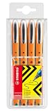 Produkt-Bild: STABILO&reg; worker&reg; medium Tintenroller 0,5 mm Kunststoffetui mit 4 Stiften