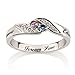 Personalized Engraved Promise Ring Engagement Promise Ring 925 Sterling Silver, Couples Ring with SimulatedBirthstones
