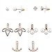 Lux Accessories Rose Gold Pearl Crystal Stone Ear Jacket Multi Earring Set (5pc)