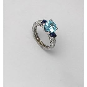 Aquamarine Ring 2.0k Brazilian Aquamarine and 0.68k Blue Sapphire and 0.44k... by