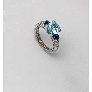 Aquamarine Ring 2.0k Brazilian Aquamarine and 0.68k Blue Sapphire and 0.44k... by