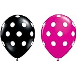 24 Assorted Balloons - Black with White Polka Dots and Berry Pink with White Polka Dotsblack by Qualatex