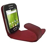 iGadgitz Red Genuine Leather Case Cover Holder for Samsung Galaxy Mini S557 ....