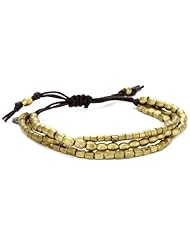 Tai Tripled Strand Brass Mixed Beaded Bracelet