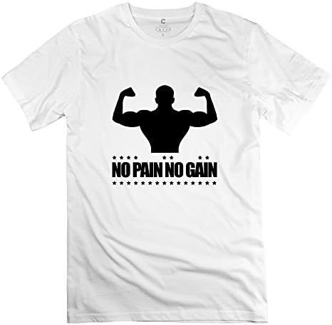 Male Crew Neck Body Building No Pain No Gain F1 Tee Shirts XL White