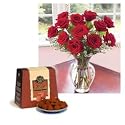 One Dozen Premium Red Roses with Free Box of French Chocolate Truffles