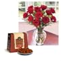 One Dozen Premium Red Roses with Free Box of French Chocolate Truffles