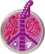 Novelty Iron On - Peace Sign Guitar and Dove Purple Hippie Retro Patch