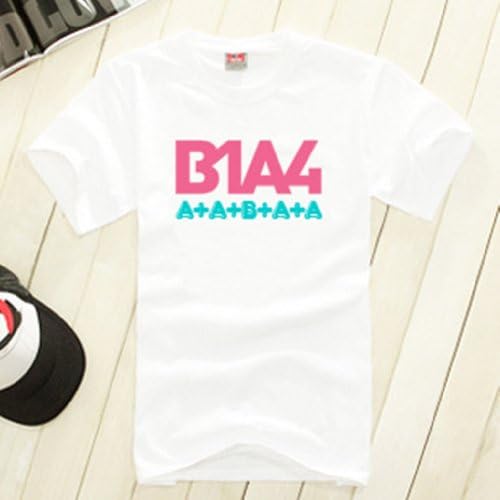 B1A4 Kpop T shirt Short sleeve shirt + 1 piece of B1A4 Silicon wristband as free gift (White, XL)