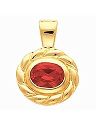 14K Yellow Gold Oval Cut Chatham Created Ruby Pendant -- LIFETIME WARRANTY