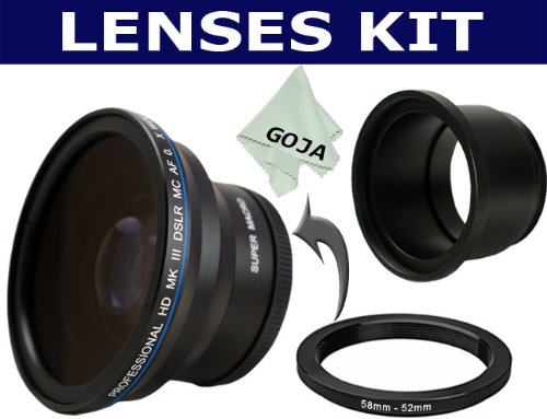 Cheap 6 Pcs. Kit For KODAK P850 P712 includes: 0.34x Fisheye Lens + 1 Lens pouch + 2 Lens Cap + Lens Adapter Tube + 1 Ring Adapter 52-58mm + 1 Ultra Fine Microfiber Cleaning Cloth GOJA Logo