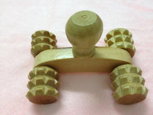 3.75"l Hand Held Wooden Massager with 4 Wheels