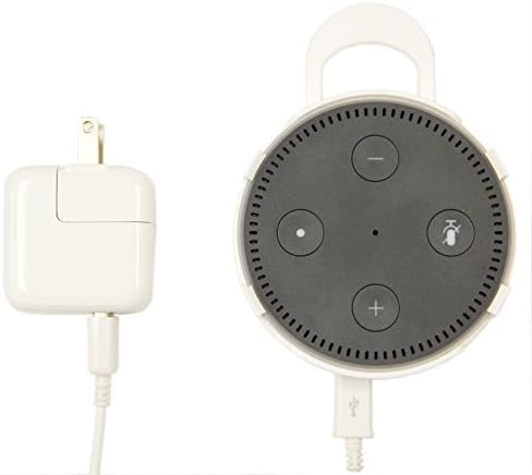 Amaz247 2nd generation Echo Dot Protective Case for Echo Dot Gen 2, Alexa Case Cover Bag Box accessories, wall mount with hanger loop (White &amp; Adapter)