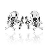 Stainless Steel Skull Cufflinks with Crossbones