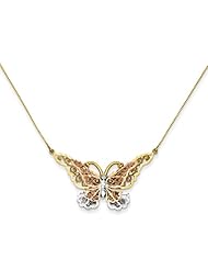 14k Tri-color Gold Butterfly Necklace