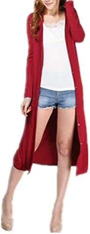 Fastfang Women Thin Casual Long Cardigan Coat Long Sleeve Outwear Knit Knitwear