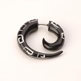 Natural aztec tribal tattoo horn spiral earrings single