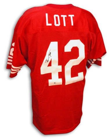 Autographed Ronnie Lott San Francisco 49ers Throwback Red Jersey