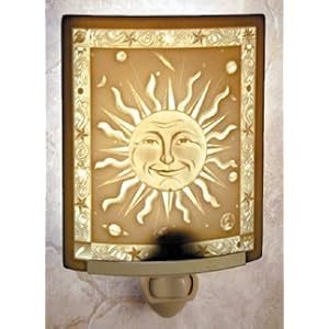 Mr Sun Lithophane Porcelain Curved Night Light by The Porcelain Garden