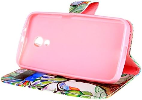 For Moto G (2nd generation) , Joy Chen Painting The Colorful Tree Leaves PU Leather and TPU [Wallet Magnet] Flip [Closure] Stand Case Cover for Moto G (2nd generation) With Card Holder F84+ Screen Protector + 24K Radiation Paste
