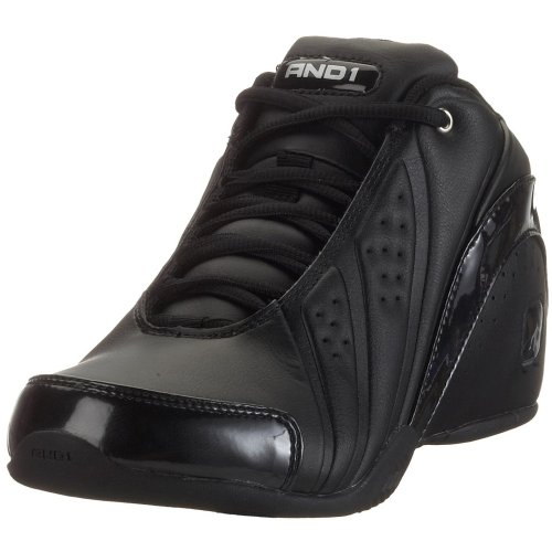 AND 1 Men's Rocket Mid Basketball Shoe,Black/Black/Silver,11 M