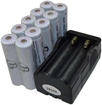 RUIZE® Brand New AC Charger +10 x Battery 18650 NCR Rechargeable Li-ion Battery Pack Cell For TrustFire CREE XM-L T6 LED Flashlight Flash Light Torch (US-ship) from San Francisco of US