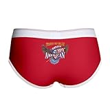 IMAGE OF Artsmith, Inc. Women's Boy Brief Underwear Proud To Be An American Bald Eagle and US Flag - Red/White, Small