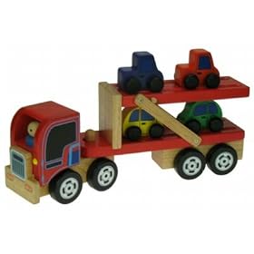 Wooden Transporter Lorry - Includes 4 Wooden Cars - Wooden Toy