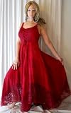 RED DRESS LACE UP SEMI SHEER STRAPS FITS - M L XL 1X - C871S