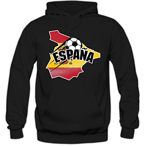 Spanien EM 2016 #1 Hoody | Fußball | Herren | La Furia Roja | Trikot | Nationalmannschaft, Farbe:Schwarz (Black F421);Größe:L