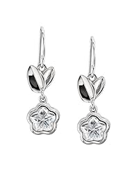 GirlS Flower Cubic Zirconia Earrings in Sterling Silver - Shepherds Hook