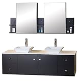 Barrington Espresso (double) 72-Inch Bathroom Vanity Set w/ Quartz Top, Faucets & Medicine Cabinets