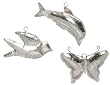 Polished Tin Dolphin, Butterfly and Dove Christmas Ornaments 5"H Set / 6 (2 ea)