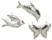 Polished Tin Dolphin, Butterfly and Dove Christmas Ornaments 5"H Set / 6 (2 ea)