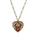Michal Negrin Delicate Necklace Decorated with Heart Locket Medallion Encrusted with Vintage Floral Ornament, Accented with Faux Pearl, Pink and Multicolor Swarovski Crystals; Victorian Inspired - Special Ordered and Shipped by Genuvo within 2 to 3 Weeks