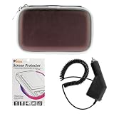 GTMax Rapid Car Charger + Bronze Universal Large Eva Zipper Pouch Case + LCD Screen Protectpr for Garmin nuvi 1390T / nuvi 1370T