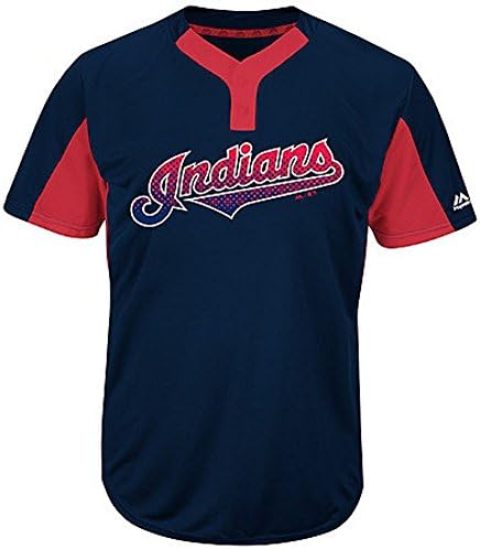 Cleveland Indians MLB 2-Button Colorblocked Jersey (Adult X-Large)